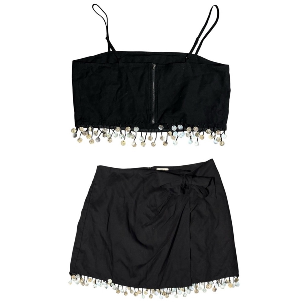 NWT Jason Wu Crop Tank & Wrap Skirt Set Mother of Pearl Embellished Beads Size 8 - Picture 2 of 12